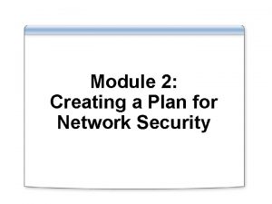 Planning phase for network security design