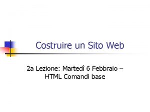 Costruire un Sito Web 2 a Lezione Marted