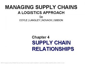 MANAGING SUPPLY CHAINS A LOGISTICS APPROACH 9 e