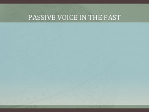 Past passive form