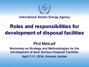 International Atomic Energy Agency Roles and responsibilities for