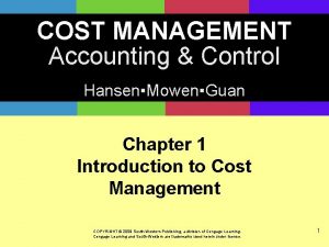 Cost management accounting and control