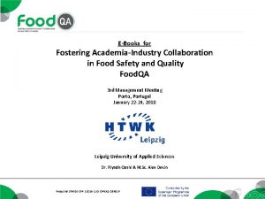 EBooks for Fostering AcademiaIndustry Collaboration in Food Safety