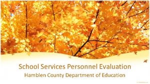 School Services Personnel Evaluation Hamblen County Department of