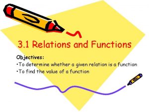 3 1 Relations and Functions Objectives To determine
