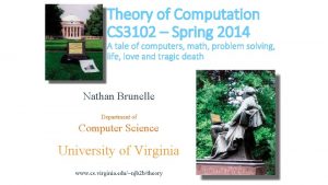 Theory of Computation CS 3102 Spring 2014 A