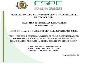 VICERRECTORADO DE INVESTIGACIN Y TRANSFERENCIA DE TECNOLOGA MAESTRA
