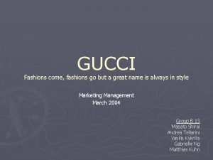 Gucci product range