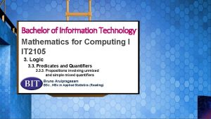 IT 2105 Mathematics for Computing I Bachelor of