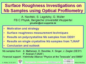 Surface Roughness Investigations on Nb Samples using Optical