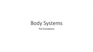 Body Systems The Foundations Smallest unit atom Grouped