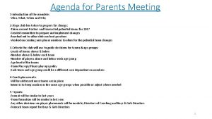 Agenda for parents meeting