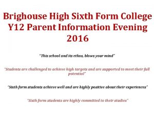 Brighouse high school sixth form