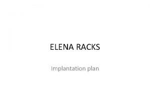 ELENA RACKS Implantation plan Current situation Future situation