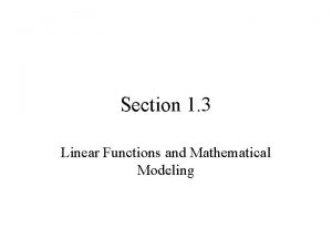 Linear functions as mathematical models
