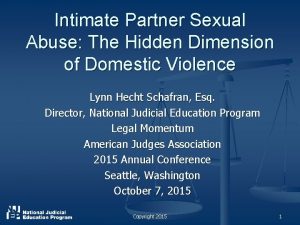 Intimate Partner Sexual Abuse The Hidden Dimension of