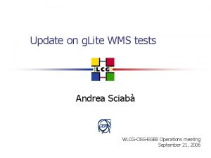 Update on g Lite WMS tests Andrea Sciab