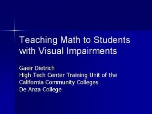 Teaching Math to Students with Visual Impairments Gaeir