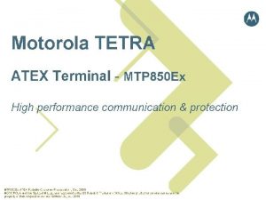 MTP 850 Ex ATEX Portable Customer Presentation Dec