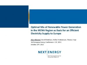 Optimal Mix of Renewable Power Generation in the