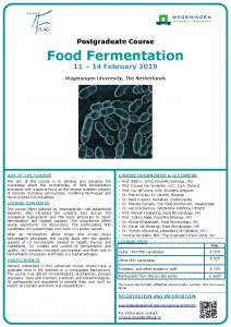 Postgraduate Course Food Fermentation 11 14 February 2019