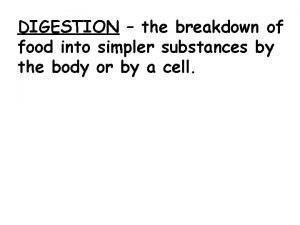 Break down food into simpler substances