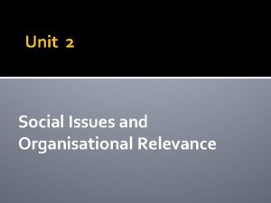 Unit 2 Social Issues and Organisational Relevance Unit