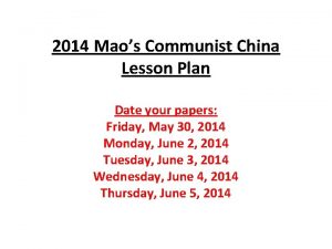 Mao zedong lesson plan