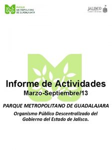 Informe de Actividades MarzoSeptiembre13 PARQUE METROPOLITANO DE GUADALAJARA