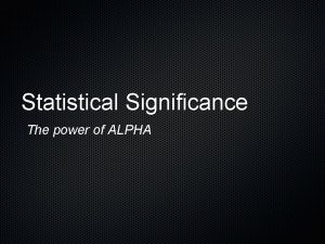 Statistical significance p value