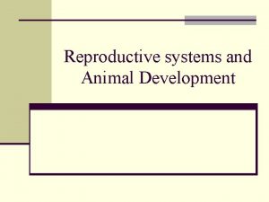Reproductive systems and Animal Development Asexual Reproduction n