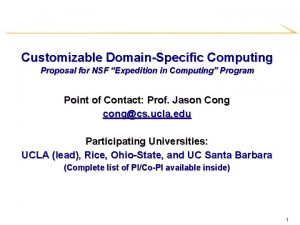 Customizable DomainSpecific Computing Proposal for NSF Expedition in