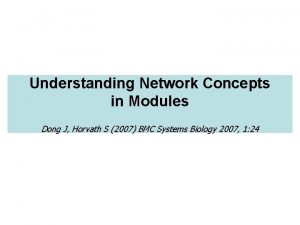 Understanding Network Concepts in Modules Dong J Horvath