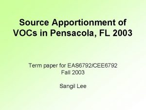 Source Apportionment of VOCs in Pensacola FL 2003