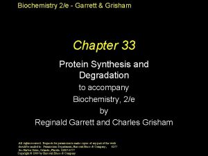 Biochemistry 2e Garrett Grisham Chapter 33 Protein Synthesis