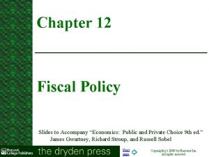 Chapter 12 Fiscal Policy Slides to Accompany Economics