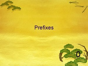 Prefixes 0 Prefixes What does a prefix do