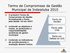 Termo de Compromisso de Gesto Municipal de Indaiatuba