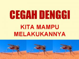 CEGAH DENGGI KITA MAMPU MELAKUKANNYA Masyarakat perlu tahu