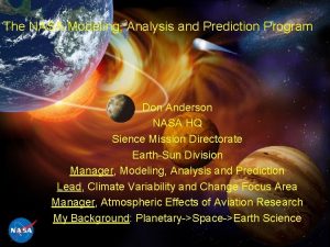 The NASA Modeling Analysis and Prediction Program Don