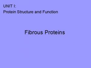 UNIT I Protein Structure and Function Fibrous Proteins