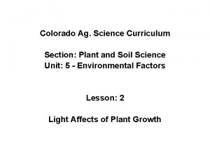 Colorado agriscience curriculum