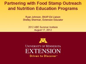 Partnering with Food Stamp Outreach and Nutrition Education