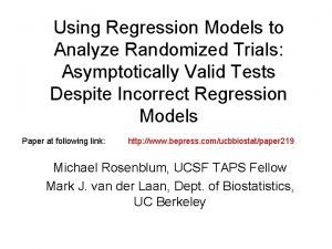 Using Regression Models to Analyze Randomized Trials Asymptotically