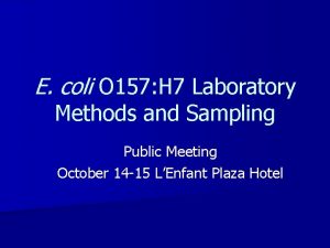 E coli O 157 H 7 Laboratory Methods