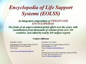Encyclopedia of life support systems