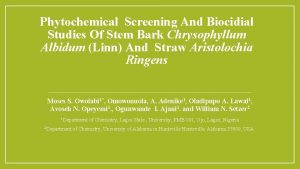 Phytochemical screening methods