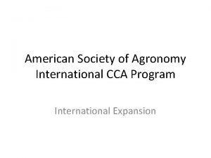 American Society of Agronomy International CCA Program International