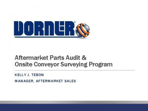 Aftermarket Parts Audit Onsite Conveyor Surveying Program KELLY