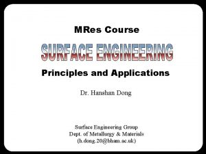 SE 1 Introduction MRes Course Principles and Applications